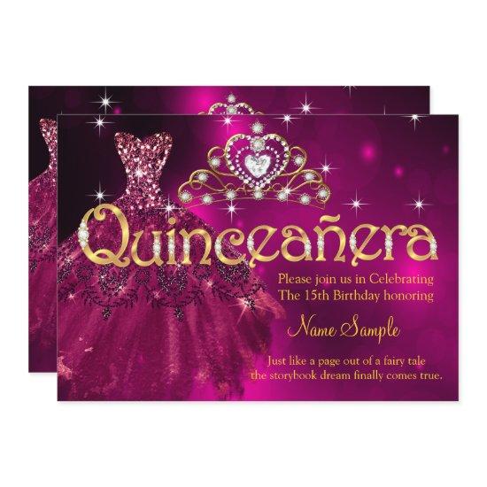 Quinceanera 15th Birthday Plum Pink Dress Tiara