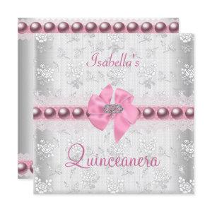 Quinceanera 15th Birthday Pretty Lace Pink Bow
