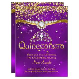 Quinceanera 15th Birthday Purple Confetti Gold