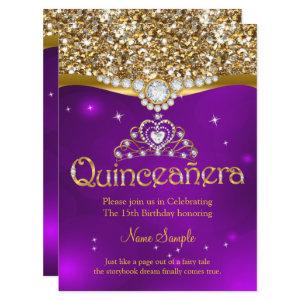 Quinceanera 15th Birthday Purple Glitter Gold