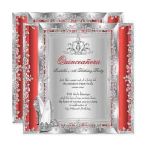 Quinceanera 15th Birthday Red Silver Shoes