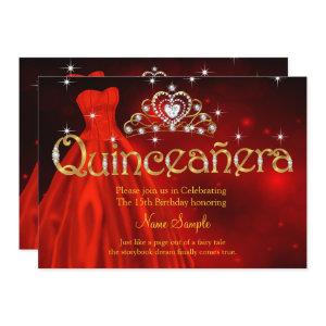 Quinceanera 15th Birthday Regal Red Dress Tiara