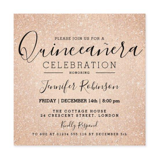 Quinceanera 15th Birthday Rose Gold Glitter Paint