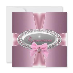 Quinceanera 15th Birthday Satin Pink Bow
