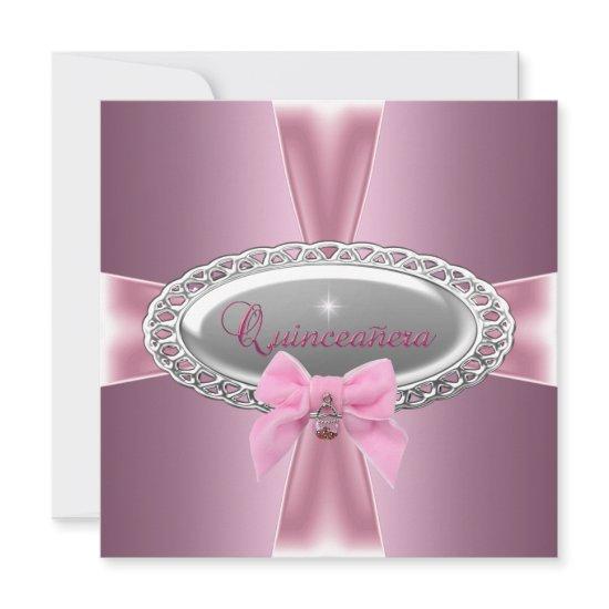 Quinceanera 15th Birthday Satin Pink Bow