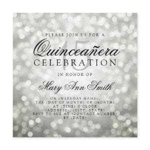 Quinceanera 15th Birthday Silver Bokeh Lights