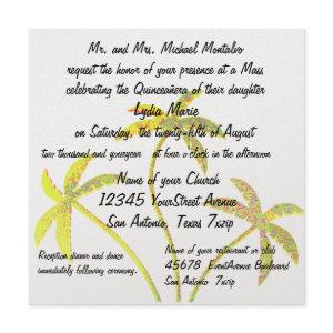 Quinceanera 15th Birthday Sparkling Palm Trees