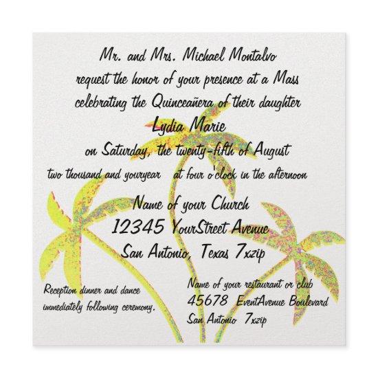Quinceanera 15th Birthday Sparkling Palm Trees