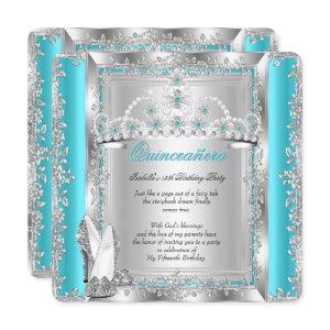 Quinceanera 15th Birthday Teal Blue Silver Tiara a