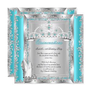 Quinceanera 15th Birthday Teal Blue Silver Tiara a