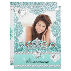Quinceanera 15th Birthday Teal Blue Silver White