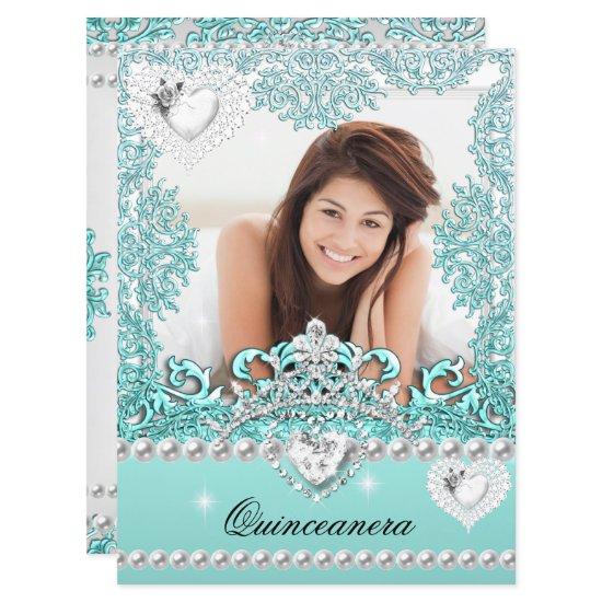 Quinceanera 15th Birthday Teal Blue Silver White