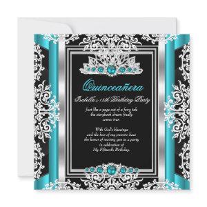 Quinceanera 15th Birthday Teal Pearl Silver Black