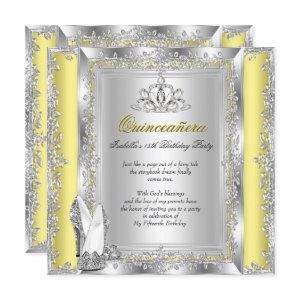 Quinceanera 15th Birthday Yellow Silver Shoes