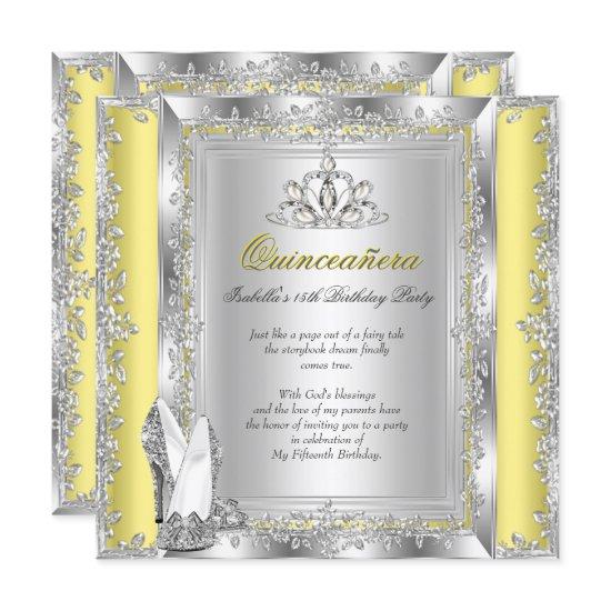 Quinceanera 15th Birthday Yellow Silver Shoes