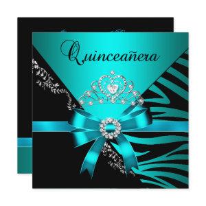 Quinceanera 15th Birthday Zebra Blue Black Tiara