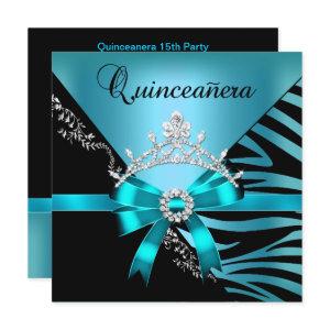 Quinceanera 15th Birthday Zebra Blue Black Tiara