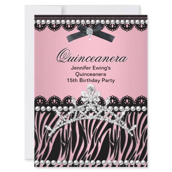 Quinceanera 15th Black Pink Zebra Tiara