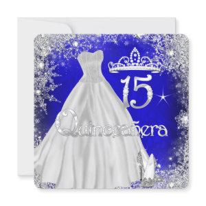 Quinceanera 15th Blue Silver Snowflakes Party