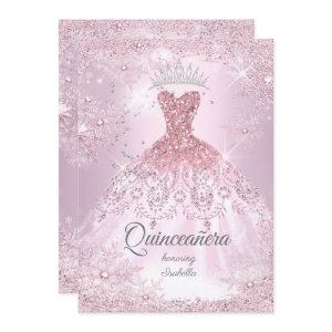 Quinceanera 15th blush pink Snowflake Winter Dress