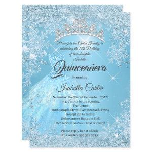 Quinceanera 15th Cinderella Blue Snowflake Winter