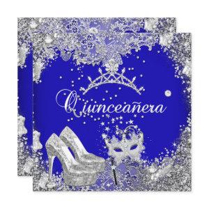 Quinceanera 15th Cobalt Blue Silver Mask Tiara