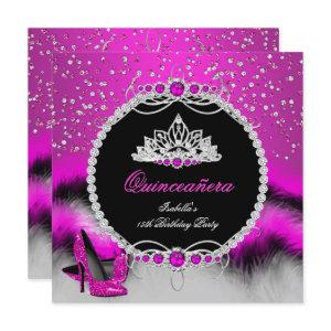 Quinceanera 15th Feather Hot Pink Glamour Heels