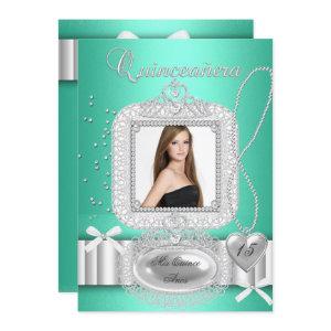 Quinceanera 15th Green Lace Pearl Photo