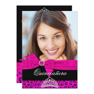 Quinceanera 15th Hot Pink Black Leopard Photo