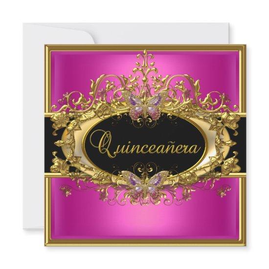 Quinceanera 15th Hot Pink Gold Black Girls