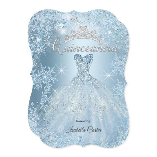Quinceanera 15th Icy Blue Winter wonderland Dress