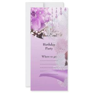 Quinceanera 15th Lilac Pink Floral White