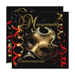 Quinceanera 15th Masquerade Red Gold Mask