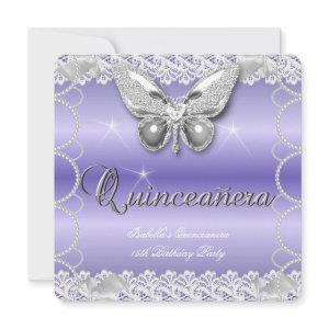 Quinceanera 15th Mauve Lace Butterfly Pearl Party