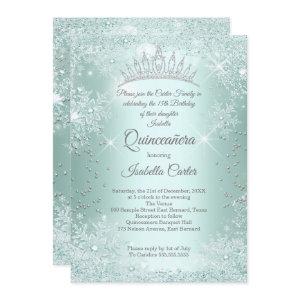 Quinceanera 15th Mint Teal Snowflake Winter