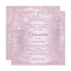 Quinceanera 15th Party Blush Pink Snowflake Winter