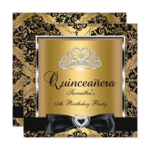 Quinceanera 15th Party Gold Damask Silver Black