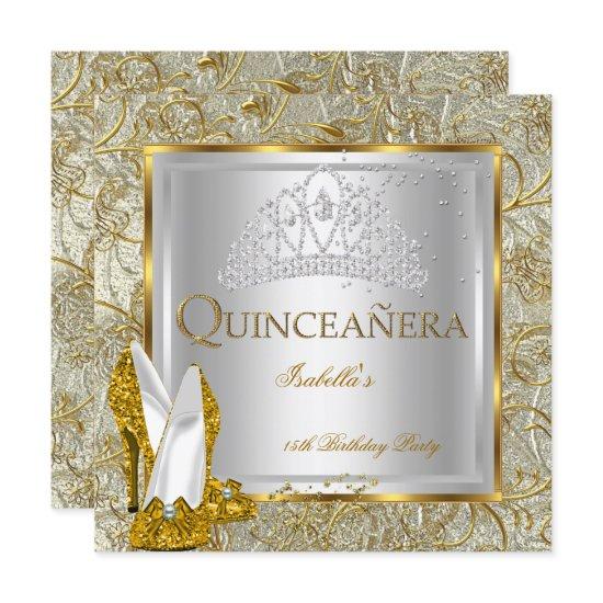Quinceañera 15th Party Gold Silver Glitter Look