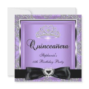 Quinceanera 15th Party Lilac Damask Silver Black