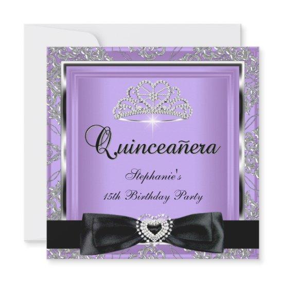 Quinceanera 15th Party Lilac Damask Silver Black