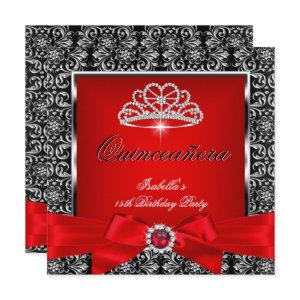 Quinceanera 15th Party Red Damask Silver Black 3