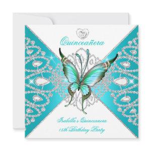 Quinceanera 15th Party Teal Blue Butterfly Tiara