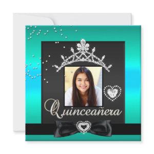 Quinceanera 15th Party Teal Silver Black