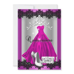 Quinceanera 15th Pink Black Silver Diamond Tiara