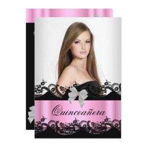 Quinceanera 15th Pink Black White Lace Photo