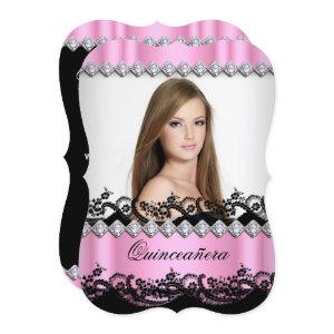 Quinceanera 15th Pink Black White Lace Photo