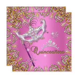 Quinceanera 15th Pink Masquerade Party Gold