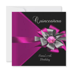 Quinceanera 15th Pink Silver Black Grey Bow 3
