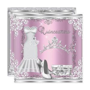 Quinceanera 15th Pink Silver Diamond Tiara