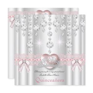 Quinceanera 15th Pink Silver Heart Diamonds 2